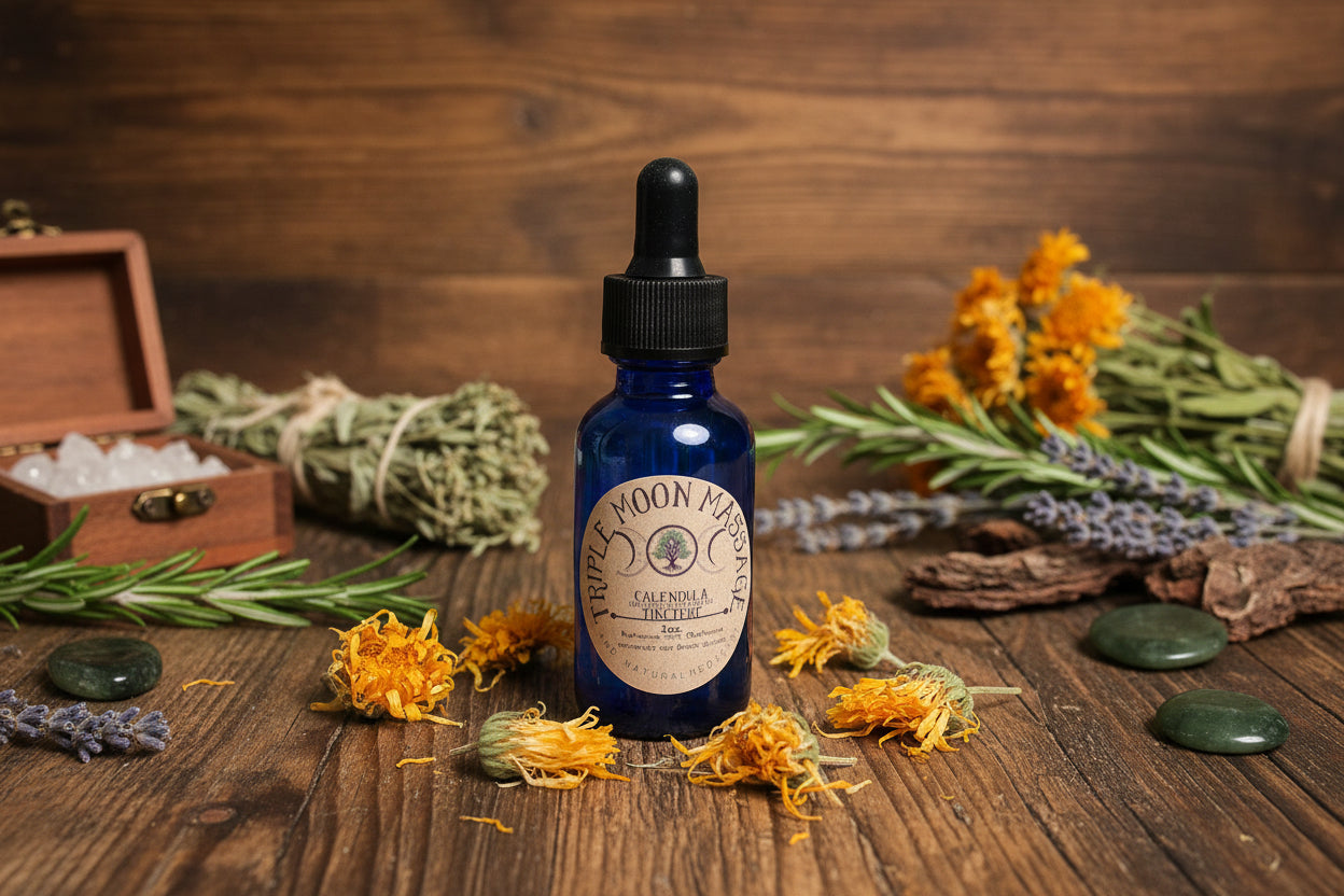 Blue bottle with a dropper on a green background