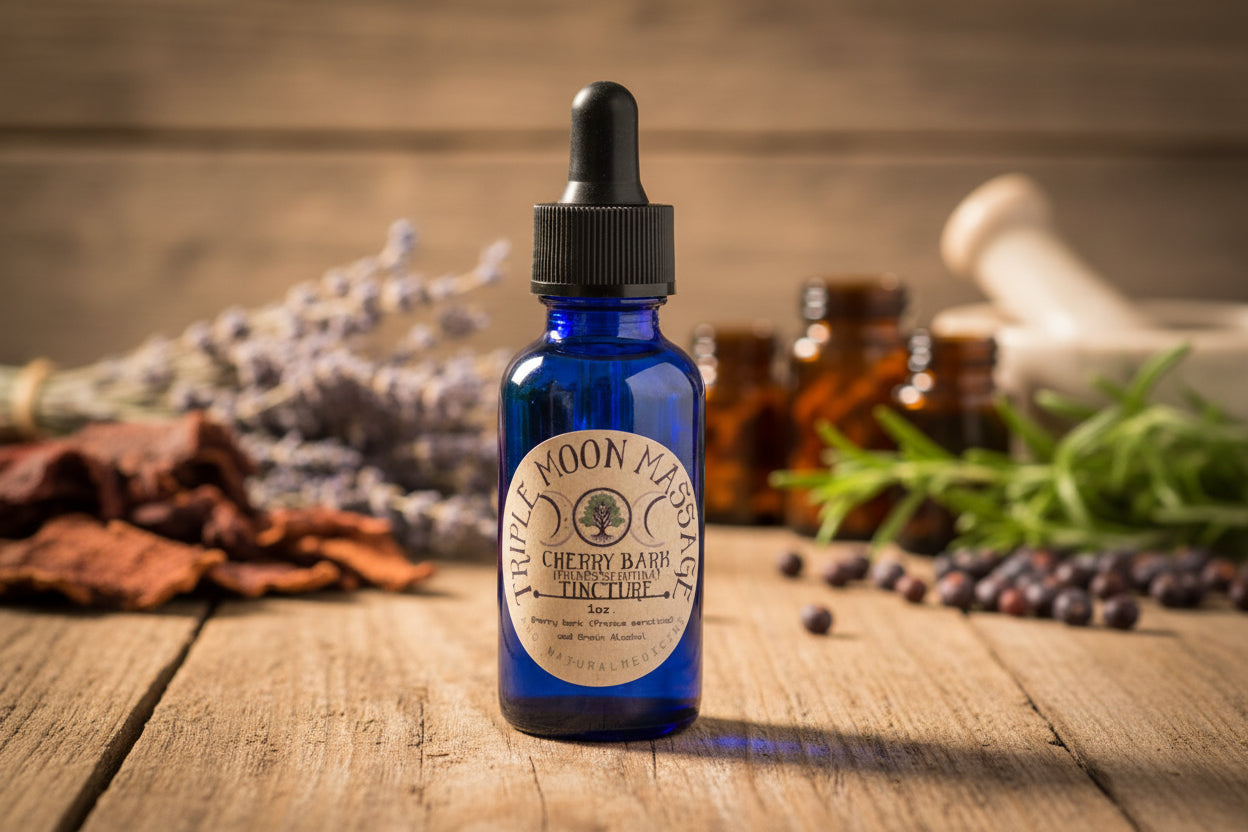 Blue bottle with a label on a green background