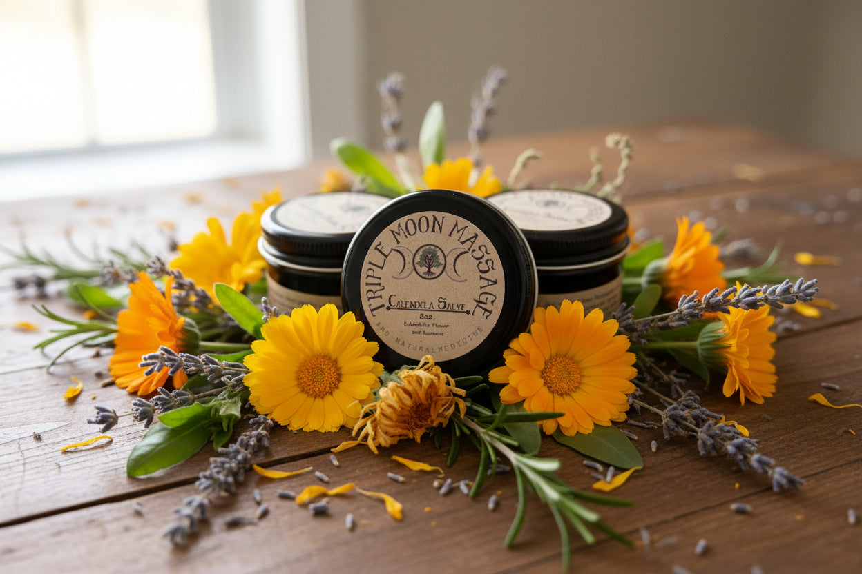 Triple Moon Massage product with label on a white background